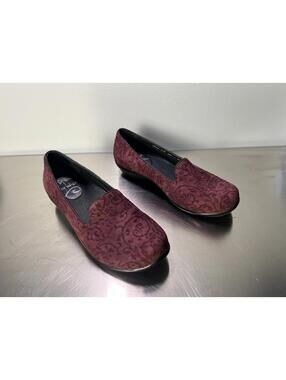 Dansko Olivia Clog Shoe Claret Floral Purple Leather Suede Sz 6 EU 36
